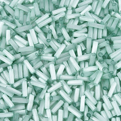 ガラス竹ビーズ  模造キャットアイ  ミディアムアクアマリン  6.5~7x1.5~2mm  穴：0.8~1mm  約1515個/50g&nbsp;X-SEED-N007-28F