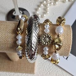 CCB Plastic & Faux Pearl & Plastic Beaded Stretch Bracelet Sets&nbsp;WG2A95F-01