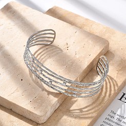 女性用304ステンレススチールカフバングル  ABSの模造パールと  ステンレス鋼色  内径：2-3/8x1-7/8インチ（6.1x4.9cm）&nbsp;BJEW-B108-15P