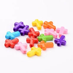 混合色分厚いアクリルクロスビーズ  16x12x4.5mm  穴：2mm&nbsp;X-SACR-436-M