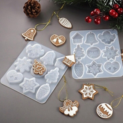 DIY Christmas Tree & Snowflake & Bell & Castle Pendant Food Grade Silicone Molds&nbsp;XMAS-PW0001-004
