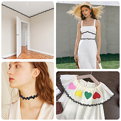 星のポリエステルレーストリムリボン  洋服アクセサリー  ブラック  5/8インチ（17mm）  約4.5~5ヤード/個&nbsp;OCOR-WH20003-13A