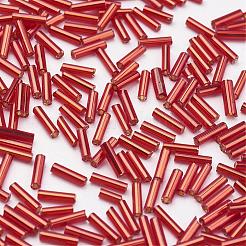 ガラス竹ビーズ  銀並ぶ  ファイヤーブリック  12x2mm  穴：0.5mm  約5000個/袋&nbsp;SEED-E001-12mm-25