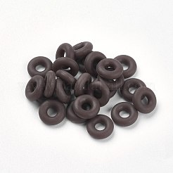 シリコンビーズ  DIYブレスレットの製作  ドーナツ  ココナッツブラウン  8x2mm  穴：3mm&nbsp;SIL-E001-L-01