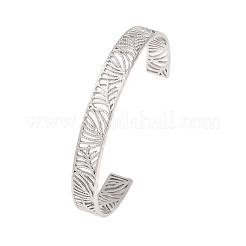 Hollow 304 Stainless Steel Open Cuff Bangles for Women&nbsp;BJEW-F547-01P