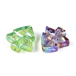 UVメッキ透明アクリルビーズ  虹色の  クリスマスツリー  ミックスカラー  25x24x10mm  穴：3mm&nbsp;TACR-T030-05M