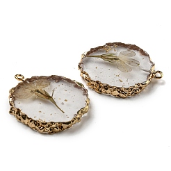 Gold Foil Inner Dried Flower Resin Pendants&nbsp;RESI-P028-01KCG-02
