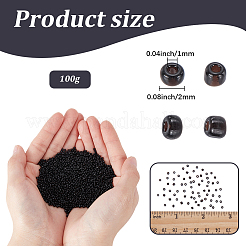 100g12/0ガラスシードビーズ  不透明な色の光沢の  ラウンド  ブラック  2mm  穴：1mm&nbsp;SEED-SP0001-13