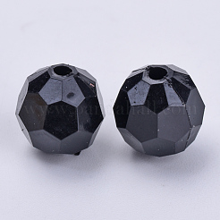 アクリルビーズ  多面カット  ラウンド  ブラック  8x7mm  穴：1.5mm  約1810個/500g&nbsp;TACR-Q257-8mm-V72