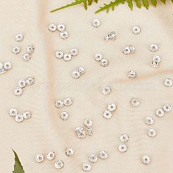 真鍮製ラインストーンスペーサービーズ  グレードA  ストレートフランジ  ロンデル  クリスタル  銀  5x2.5mm  穴：1mm  200個/箱&nbsp;RB-NB0001-10
