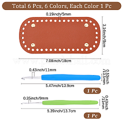 楕円形のPUレザーDIYハンドバッグ底3個  2個 2スタイル アルミかぎ針フック  シエナ  180x80mm&nbsp;DIY-CL0002-33A