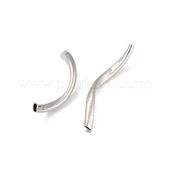 真鍮ツイストチューブビーズ  カドミウムフリー＆鉛フリー  プラチナ  19~19.5x1.5mm  穴：0.8mm&nbsp;KK-B120-02A-P