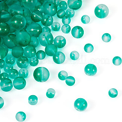 曇りガラスビーズ連売り  金粉付き  ラウンド  ミディアムシーグリーン  6~10mm  穴：1mm  300個/セット&nbsp;GLAA-TA0002-77A