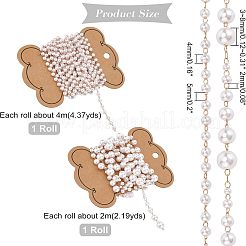 2mのABSプラスチックと4mのアクリルパールビーズチェーン  真鍮パーツ  溶接されていない  スプールで  ライトゴールド  ホワイトスモーク  3~8mm  4mm&nbsp;DIY-FH0004-33