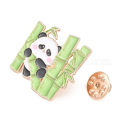 Panda with Bamboo Enamel Pins&nbsp;JEWB-L028-02G-02