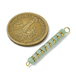Natural Green Aventurine & Electroplated Synthetic Non-magnetic Hematite Heishi Connector Charms&nbsp;PALLOY-JF03291-02