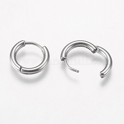 変色しにくい 304 ステンレススチール製ハギーフープピアス金具  ステンレス鋼色  14x15x2.5mm  10ゲージ  ピン：0.9mm&nbsp;STAS-I097-051C