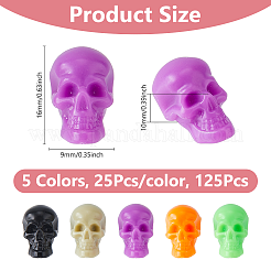 ハロウィンプラスチックビーズ125色5個  穴がない  スカル  ミックスカラー  16x9x10mm  穴：1.8mm  25個/カラー&nbsp;FIND-DC0006-32