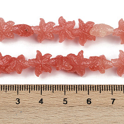 合成サンゴ染め彫刻ビーズ連売り  ヒトデ  インディアンレッド  10~10.5x11~11.5x5.5~6mm  穴：1.2mm  約31個/連  10.43''（26.5センチメートル）&nbsp;SHEL-K007-18A
