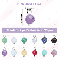 24Pcs Natural Gemstone Birthstone Pendants&nbsp;PALLOY-SW00119