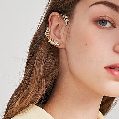 Clear Cubic Zirconia Leaf Wrapped Stud Earrings&nbsp;EJEW-SZ0001-82