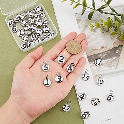 ガラスチャーム2セット  亜鉛合金バック＆鉄リング付き  ハーフラウンド、1~20番  ミックスカラー  14.5x13.5x4.5~5mm  穴：5.5mm  2style  1色/スタイル&nbsp;GLAA-NB0001-43