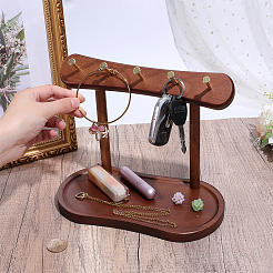 Desktop Wood Jewelry Display Racks with Oval Trays for Necklaces Rings Earrings Bracelets&nbsp;ODIS-WH0177-024