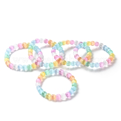 女性用染色天然セレナイトラウンドビーズストレッチブレスレット  カラフル  内径：2-1/4インチ（5.55cm）&nbsp;BJEW-G731-01A
