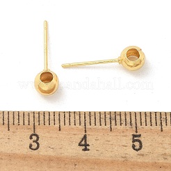 真鍮製スタッドピアスパーツ  ラウンド  18KGP本金メッキ  5mm  穴：2.5mm  ピン：17x0.8mm&nbsp;KK-G518-01G