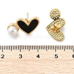 Heart Brass Stud Earrings&nbsp;EJEW-C141-01G-01
