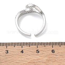 Brass Micro Pave Cubic Zirconia Cuff Open Rings&nbsp;CU-CBAEC29-06P