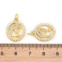Brass Micro Pave Clear Cubic Zirconia Pendants&nbsp;CU-CBA5CB0-20G