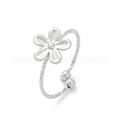 304ステンレススチールカフリング  花  ステンレス鋼色  11x11mm  内径：18mm&nbsp;RJEW-D306-01P