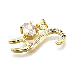 Rack Plating Brass Micro Pave Cubic Zirconia Pendants&nbsp;KK-K401-72G
