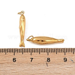 304ステンレスペンダント  魚のチャーム  イオンプレーティング（ip）  丸カン付き  18KGP本金メッキ  22x5x4mm  穴：3mm&nbsp;STAS-G364-11G-01