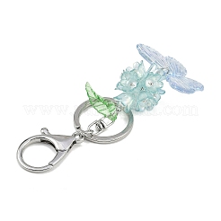 蝶と花のアクリルペンダントキーホルダー3個3色  合金スプリットキーリング付き  ミックスカラー  11.2cm  1pc /カラー&nbsp;KEYC-JKC00988