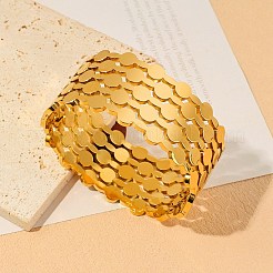 女性用フラットラウンド304ステンレススチールバングル  18KGP本金メッキ  内径：2-3/8インチ（6cm）&nbsp;FS-WGBA974-01