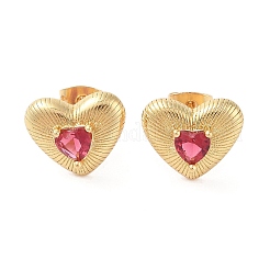 Rack Plating Brass with Cubic Zirconia Stud Earrings for Women&nbsp;EJEW-G394-05G-02