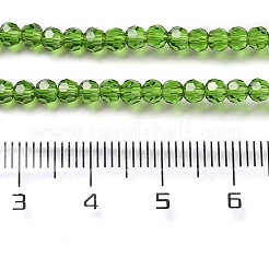 透明ガラスビーズ連売り  ファセット（32ファセット）  ラウンド  オリーブドラブ  3~3.5mm  穴：0.6mm  約163~166個/連  50~51cm&nbsp;EGLA-A035-T3mm-D11