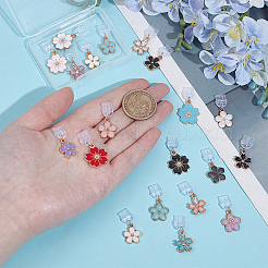 20 個のプラスチックモバイル防塵プラグ  花  合金エナメルペンダント付き  ミックスカラー  26mm&nbsp;HJEW-OC00202