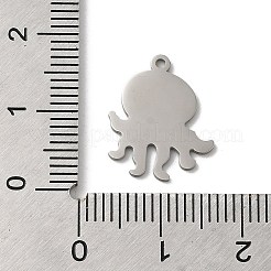 変色しない201ステンレススチールペンダント  レーザー切断  ステンレス鋼色  タコ  16x13.5x1mm  穴：1.2mm&nbsp;STAS-E206-04P-01