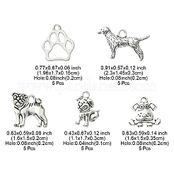 25Pcs 5 Style Tibetan Style Puppy Pendants&nbsp;TIBEP-YW0001-54