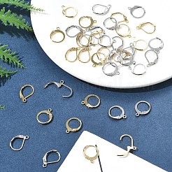40個 4スタイル 304ステンレススチール フレンチフックピアス金具  水平ループ付き  ミックスカラー  14.5~15x10~12mm  穴：1.2~1.5mm  10個/スタイル&nbsp;STAS-FS0001-71