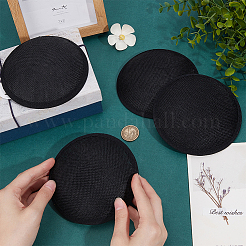 帽子用模造麻ラウンドファシネーターハットベース  ブラック  128~129x20mm&nbsp;AJEW-WH0472-45A-02