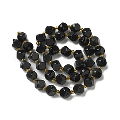 天然ブラックオニキス(染色&加熱)ビーズ連売り  シードビーズで  多面カット  サイコロ  8x8mm  穴：1.2mm  約39~42個/連  15.51''~15.75''（39.4~40センチメートル）&nbsp;G-K387-A03-02