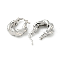 ラックメッキ真鍮ツイストロープフープピアス  カドミウムフリー＆鉛フリー  プラチナ  23.5x7mm&nbsp;EJEW-Z035-01P