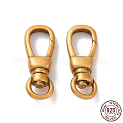 スターリングシルバー製スイベルクラスプ925個  アンティーク黄金  17.5x6.5x4mm  穴：2x3.5mm  内径：7x4mm&nbsp;STER-D036-07AG