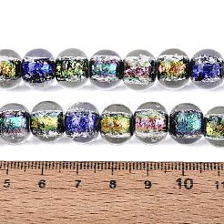 手作りの箔ガラスビーズ連売り  ロンデル  ミックスカラー  11.5~12x9.5~10mm  穴：1.2~1.6mm  約30個/連  11.42~11.81インチ（29~30cm）&nbsp;FOIL-Q002-01A
