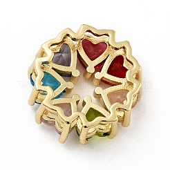 Rack Plating Brass Micro Pave Colorful Cubic Zirconia Slide Charms&nbsp;ZIRC-F129-52G