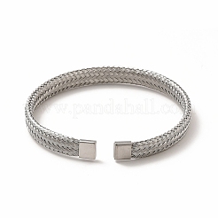 Non-Tarnish 304 Stainless Steel Mesh Chains Shape Open Cuff Bangle for Women&nbsp;LS-BJEW-C033-01P